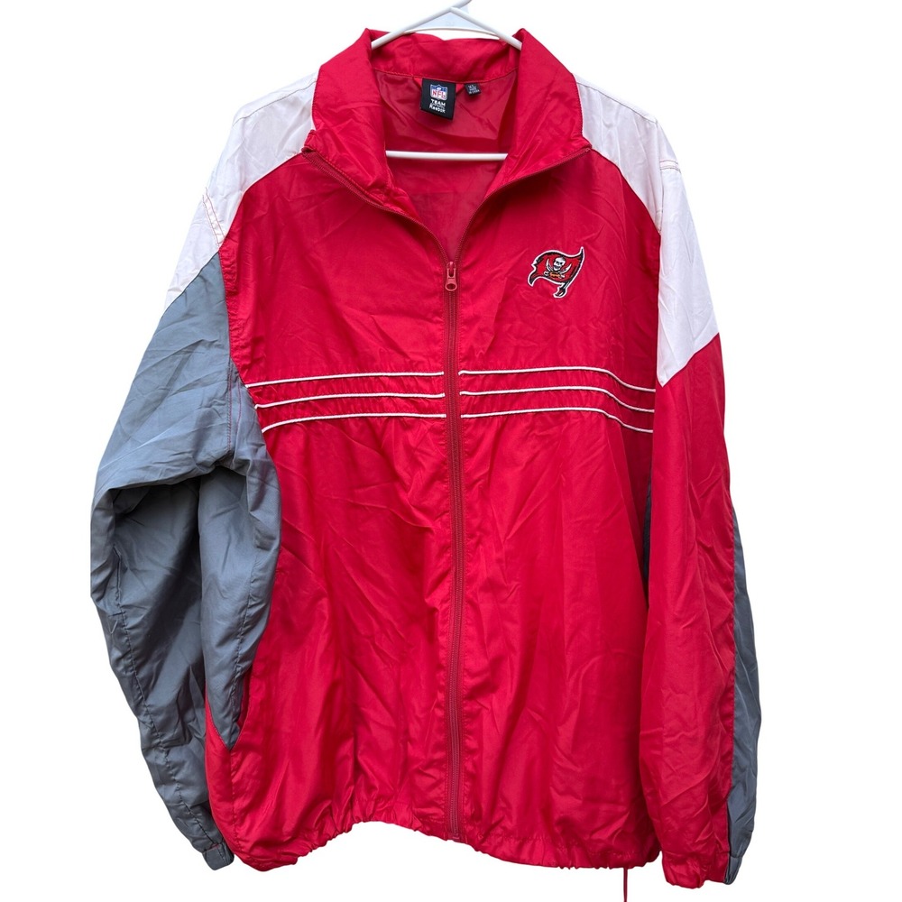 Reebok Tampa Bay Buccaneers NFL Windbreaker Jacket Red White Grey Mens XL